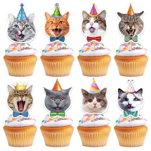 Cupcake Toppers, 24 Pcs Cake Decorations (Pet Cat)