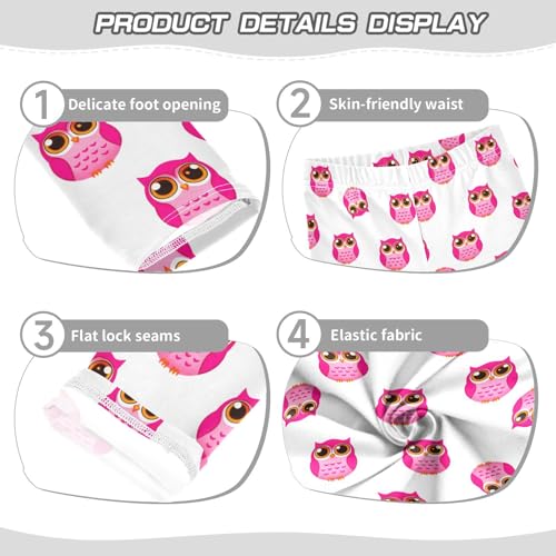 Girls Leggings Size 4T Cartoon Pink Owls Breathable Stretchy Tights Girl Yoga Pants for School Dance3