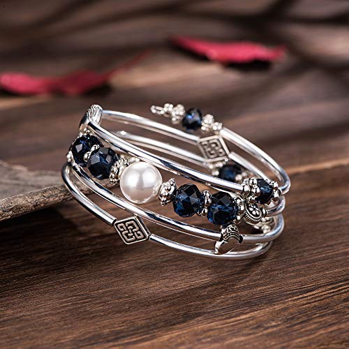 BULINLIN Wrap Bangle Rose Bead Bracelet - Beaded Bracelet with Natural Agate Stone Gifts For Women3