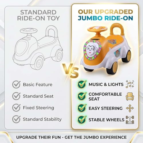 Image of Kids Ride-On Push Car with LED Lights & Steering Wheel - Toddler Ride On Toy Car with Music, Storage Seat & Backrest, Indoor Outdoor Ride Toy for Boys & Girls (Ages 1.5-3)