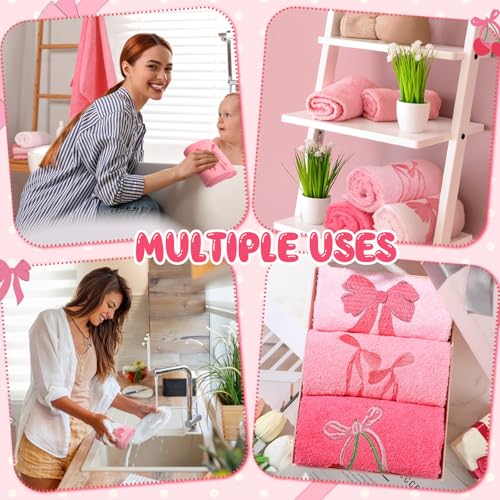 3 Pcs Pink Hand Towels for Bathroom - image 6