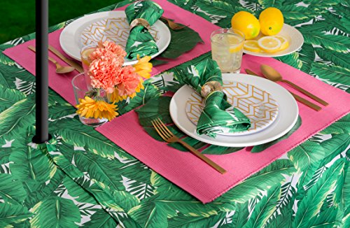 DII Outdoor Tabletop Collection, Stain Resistant & Waterproof, 60x84 w/Zipper, Banana Leaf - image 7