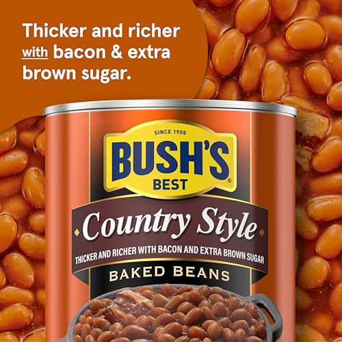 Image of BUSH'S BEST 16 oz Canned Country Style Baked Beans, Source of Plant Based Protein and Fiber, Gluten Free, (Pack of 12)