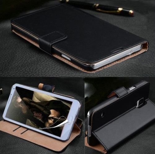 AMOSamsung Galaxy Grand Prime G531 Phone Case [Black] Galaxy Grand Prime G531Protective Leather Case [Cash and Card Slots] – Premium Genuine Leather Wallet Cover for Samsung Galaxy Grand Prime G531