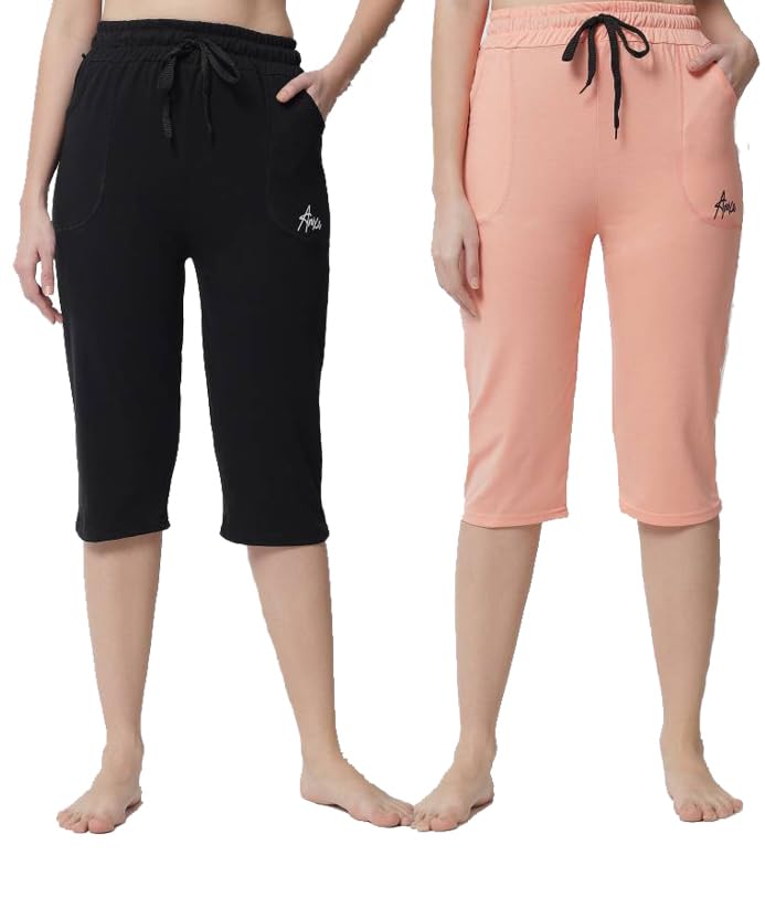 Women's Capri, Cotton Blend, Drawstring Waist, Pack of 2-picture-30