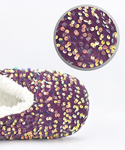 Image of Panda Bros Womens Ballerina Sequin Slippers, Bling House Slippers With Grippers