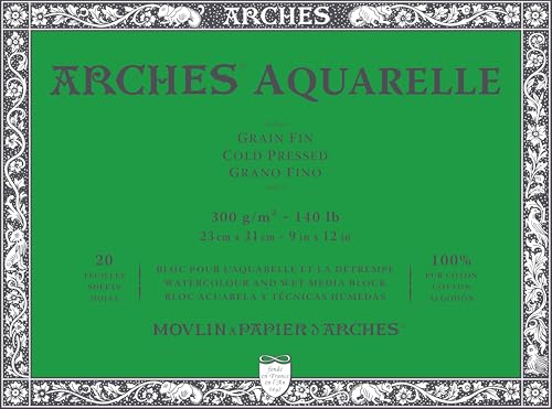 Arches Watercolor Paper Block 140 lb. Cold Press 9x12'