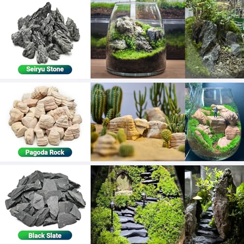 Image of Natural Rocks Slate Stone 1-2.5 Inches Decorative Rocks for Miniature Landscaping,Fairy Gardens,Bonsai,DIY Crafts, Aquariums & Reptile Terrariums-2lb
