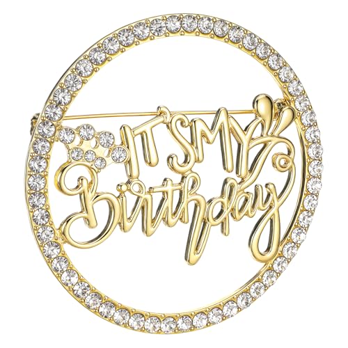 Birthday Pin for Women Its My Birthday Pins Metal Pin Rhinestone Queen Crown Brooch Pins for Women for Wedding Party Birthdays Celebrations Gifts