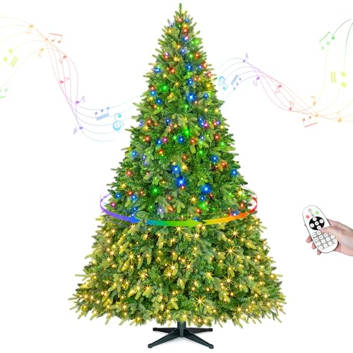 Dolluro 9FT Christmas Tree with Auto-Rotating Stand & Music Function, Green Pre-Lit Artificial Xmas...