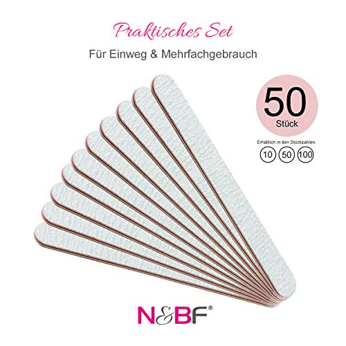 N&BF Profi Nagelfeile gerade 100er Sparset | Doppelseitige grade Nagelfeilen Set zebra | Körnung 100/180 | extra breit… – Bild 6