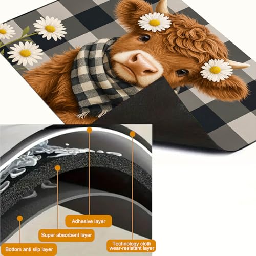 Image of HOMETITUTE Highland Cow Stove Top Covers for Electric Stove 28x20 Inches Heat Resistant Spring Glass Cooktop Protector Pad Decorative Stovetop Cover Dish Drying Mats for Kitchen Coffee Bar Decor