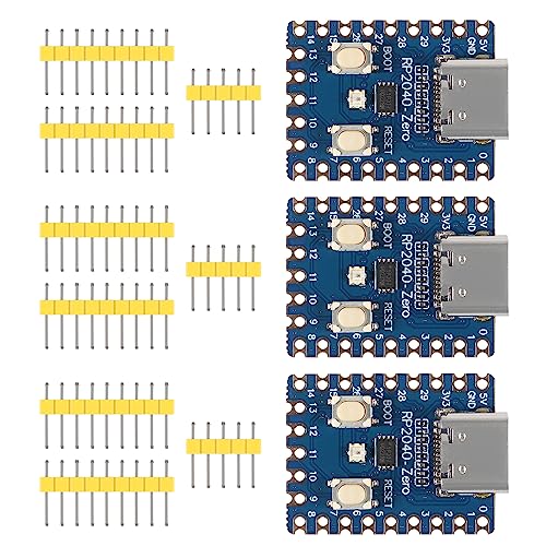 DWEII 3PCS RP2040-Zero RP2040 USB-C Connector Compatible with Raspberry Pi Microcontroller PICO Development Board Module Dual-core Cortex M0+ Processor 2MB Flash Support C/C++ MicroPython
