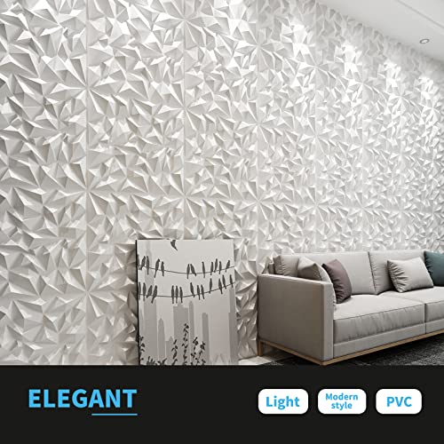 Image of Art3d 19.7 inch x 19.7 inch (Pack of 12) Wall Panel Diamond, White
