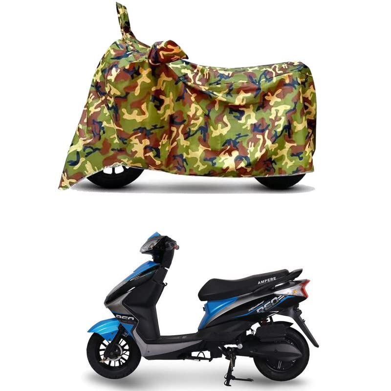 Image of Waterproof 100% PVC Coated Full Bike Scooty Two Wheeler Body Cover Compatible for Ampere REO /UV-Rays /Heat Protection /Birds Dropping /Scratchproof /Dust Proof /All Varients[6X6 Jungle Print]
