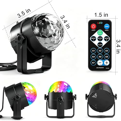 Image of Party Lights,Disco Light Disco Ball Dj Rave Lights Strobe Lights Sound Activated Stage Lights Projected Effect Dancing Light Remote Control for Birthday Xmas Wedding Bar Glow Party Christmas