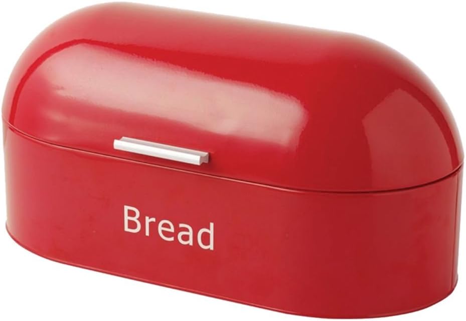 Chef Vida Steel Retro Bread Bin Kitchen Food Storage Box, Red