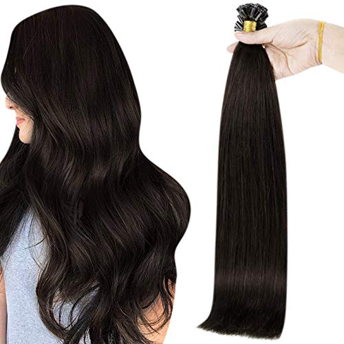 Fshine U Shaped Tip Hair Extensions 16 Inch Remy Human Hair Hot Fusion Extensions Pre Boned Keratin Tipped Hair Extensions Color 2 Darkest Brown Real Human Hair Extensions 1g Per Strand 50 Gram