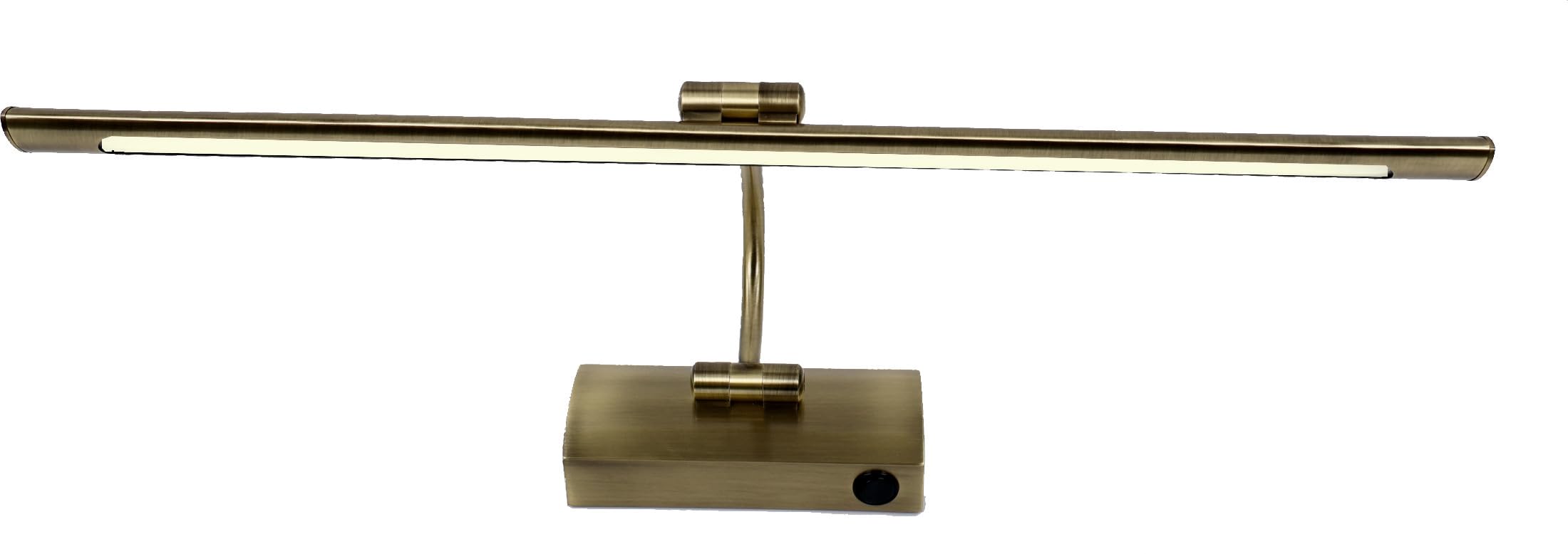 Aplique LED de pared para iluminar cuadros, espejos, murales, 12W estilo tradicional, luz cálida 3000K, bronce antiguo, articulado. 55cm. con interruptor