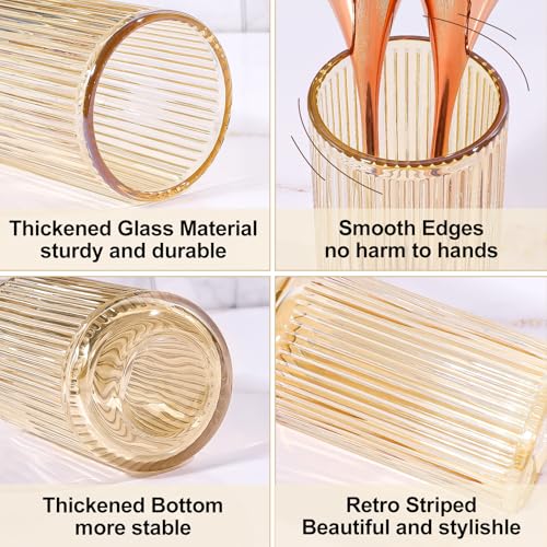Image of DASITON Makeup Brush Holder Organizer, Crystal Glass Makeup Brushes Storage Holder, Vintage Make Up Brush Cup for Vanity, Pen Pencil Holder for Desk, Toothbrush Holders for Bathroom (Coffee S)