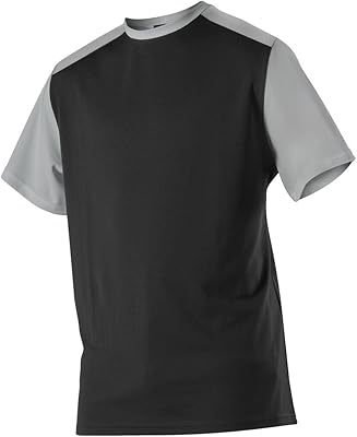 Alleson Athletic Boys Youth Mock Mesh Baseball Jersey, Black/Silver, XX-Small