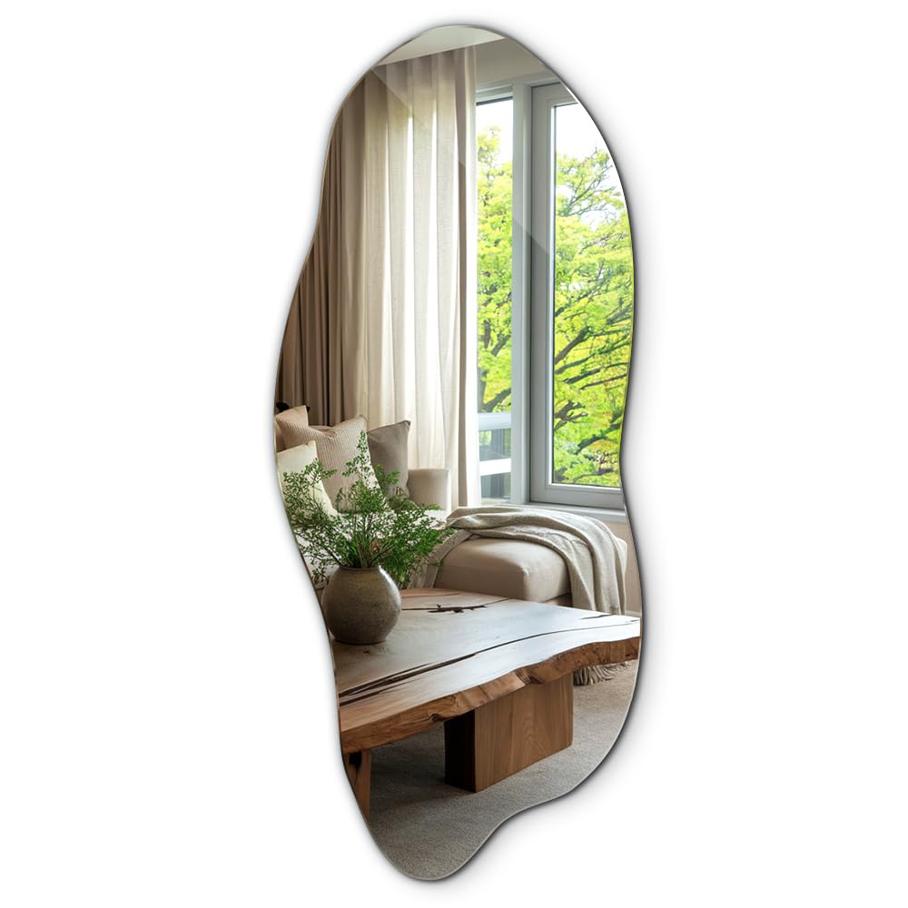 Snazzify Specchio Moderno Ondulato Irregolare Con Cornice In Legno Specchio Decorativo Astratto Da Parete Per Soggiorno Camera Da Letto O Ingresso Design Artistico Unico 406 X 305 Cm Nero