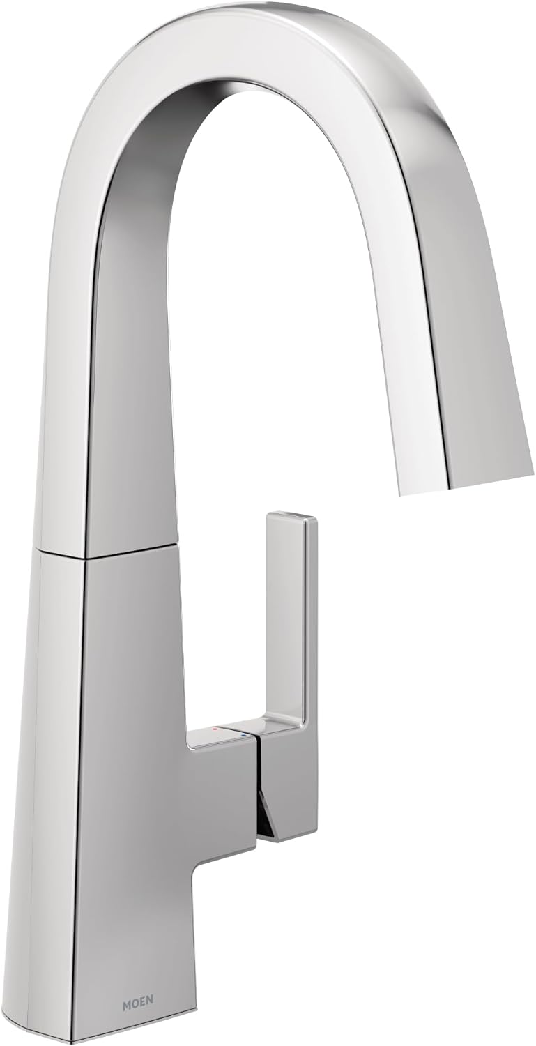 Moen S55005 Nio One-Handle Bar Faucet, Includes Secondary Finish Handle Option, Chrome