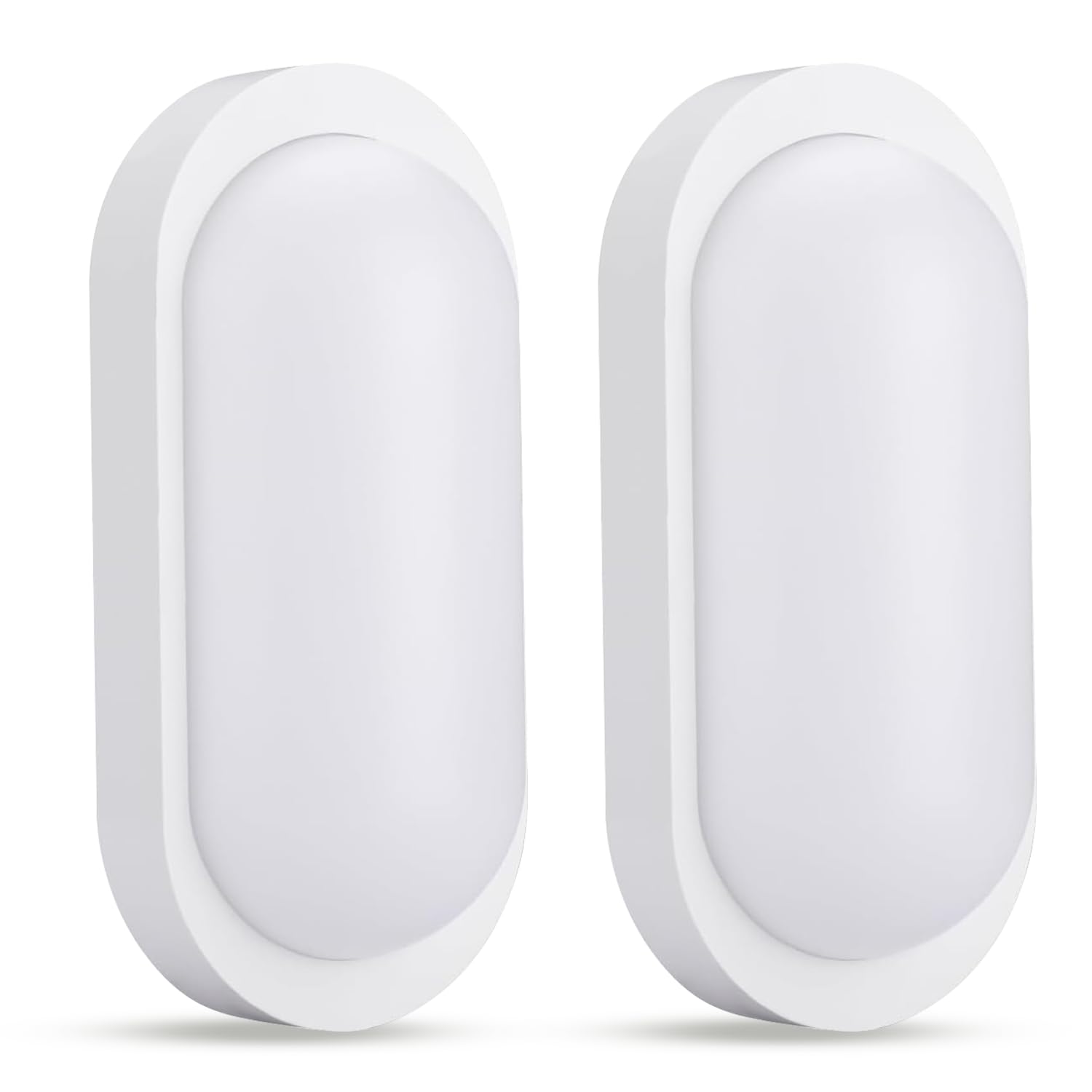 2 Stück LED Kellerlampe 18W 2000Lm Neutralweiß 4000K, LED Ovalleuchte, IP65 Wasserfest, Wandleuchte, Außenleuchte, ldeal für Kellertreppe, Balkon, Keller, Waschküche, Terrassen oder Gartenhäuser, Weiß