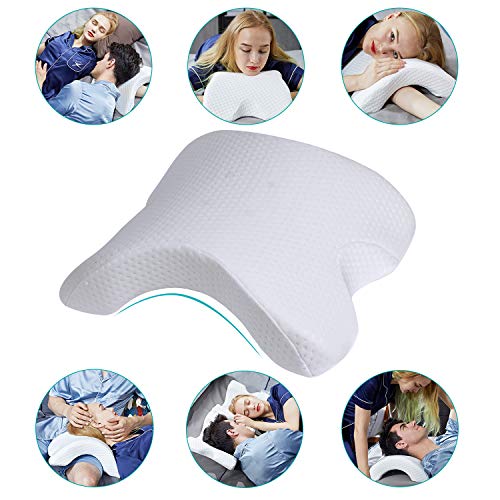 HOMCA Memory Foam Pillow for Sleeping - Slow Rebound Pressure Arched Couple Pillow for Side Sleeper Neck Back Pain Lumbar Support Office Rest Pillow