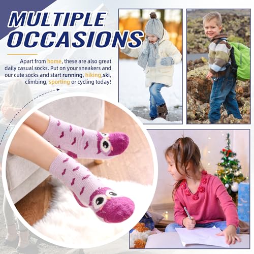 Image of Eocom Kids Wool Socks For Boys Girls Warm Hiking Thermal Winter Cozy Soft Thick Toddlers Crew Boot Socks 6 Pairs