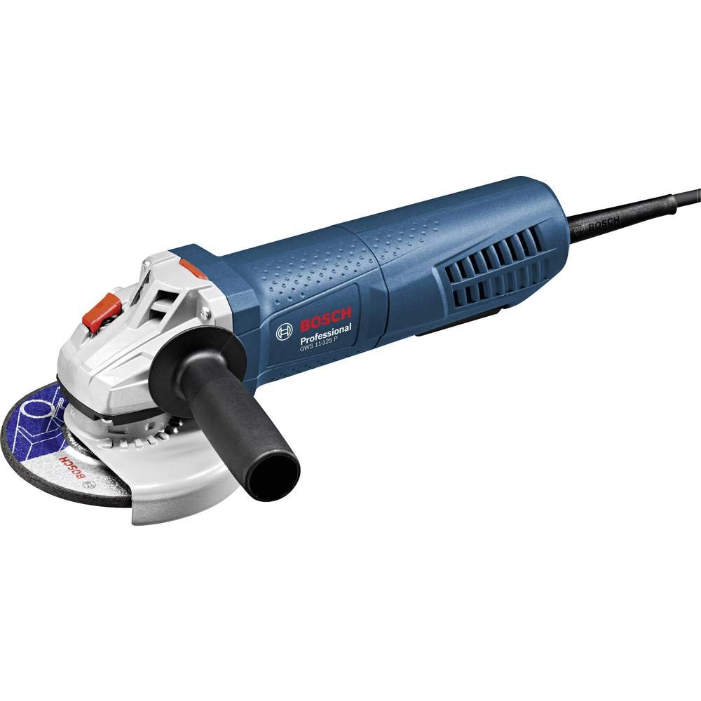 Bosch Professional Winkelschleifer GWS 11-125 P (inkl. Aufnahmeflansch, Spannmutter, Schutzhaube, Zweilochschlüssel, Zusatzhandgriff, Spannung 240 V)