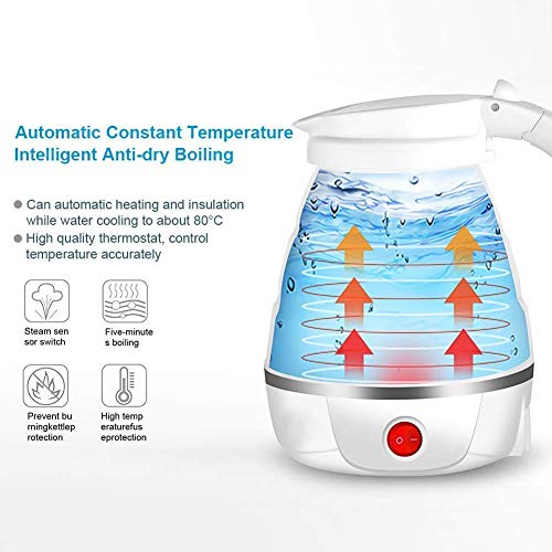Image of Travel Foldable Electric Kettle - Dual Voltage - Food Grade Silicone, Collapses for Easy & Convenient Storage, Boil Dry Protection