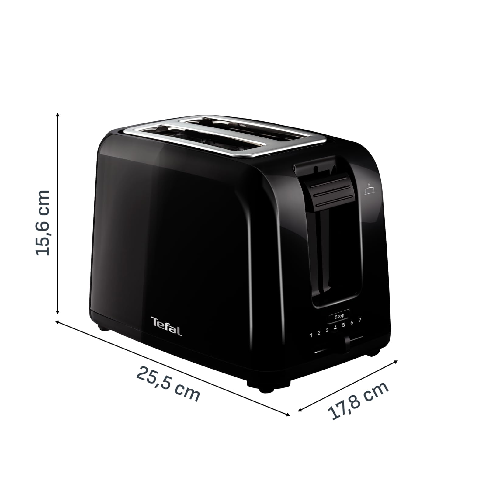 Tefal Vita TT1A2810 toster z dwoma szczelinami, 7 poziomów opiekania, centralne kromki chleba, funkcja podnoszenia, przycisk stop, rozmrażanie i podgrzewanie, wyjmowana szuflada na okruchy, kolor