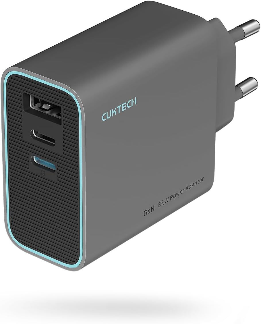 CUKTECH 65 W GaN Caricatore Universale – 2 Porte USB-C + 1 Porta USB-A, Adattatore Compatto da Viaggio