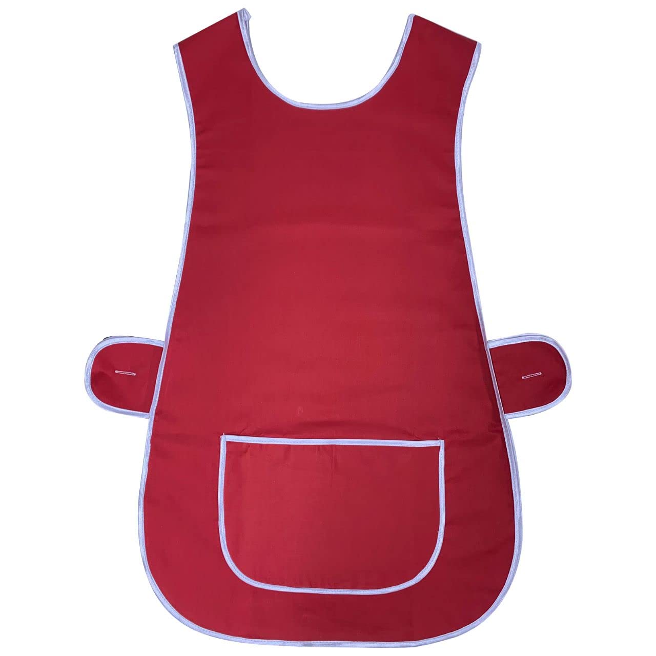 Bitaly Unisex Red Universal Ladies Women Tabard Apron Overall Kitchen Catering Cleaning Bar Pocket ) Small