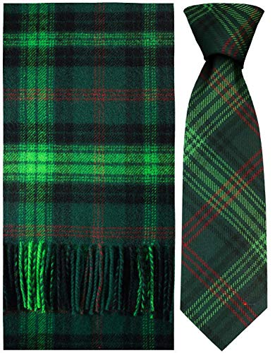 Set Ross Hunting Modern Tartan con bufanda y corbata de lana