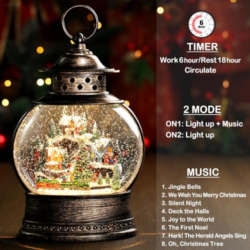 Gorrzai COOSG1 Christmas Snow Globe Lantern 12 Inch Village Snow Globe thumb #3