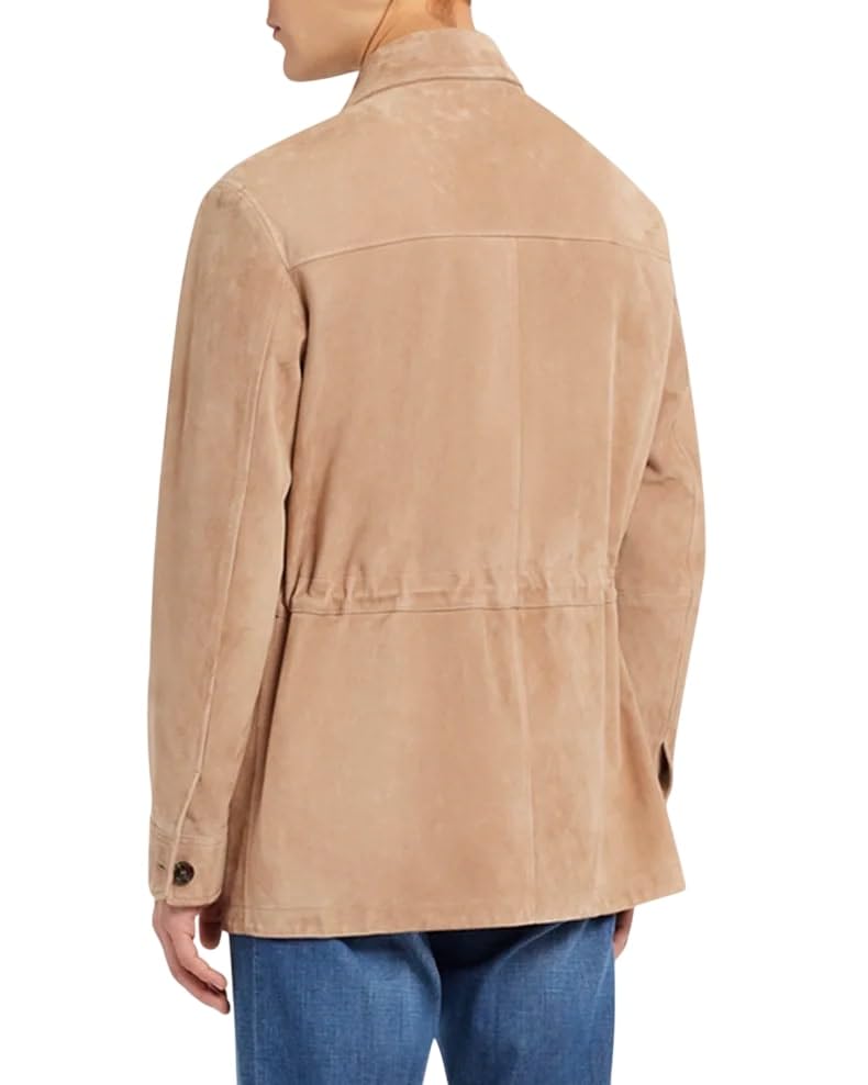 ESSAK Premium Suede Safari Field Coat for Men – Men's Classic Field Style Suede Coat – Soft Leather Field Coat4