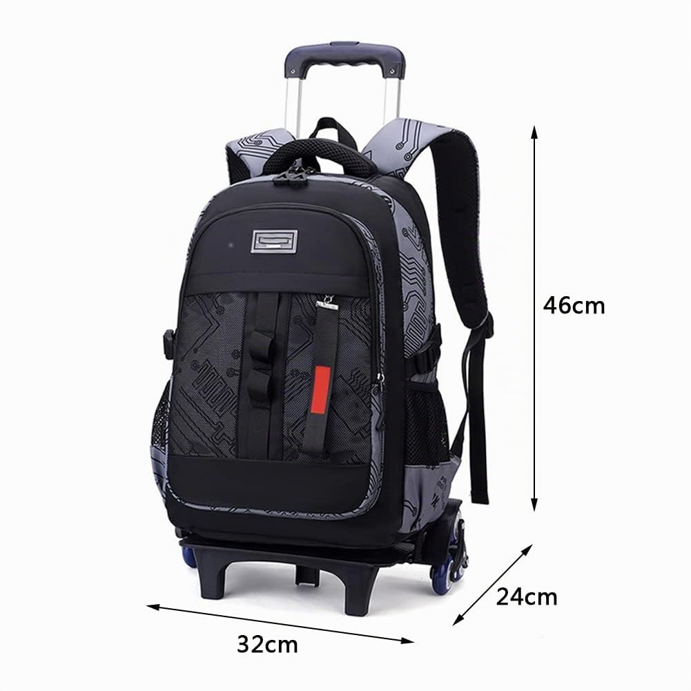 Sac à Dos à Roulettes Fille Garcon Scolaire Roulant Chariot Cartables Roulette Bagages Cabine Voyage Sac à Dos Scolaire