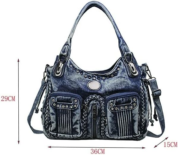 Denim Hobo Bag for Women Jeans Purse Large Capacity Handbags Vintage Shoulder Bags Casual Tote Bag Crossbody Bag