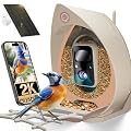 Smart Bird Feeder with Camera Solar Powered Outdoor - 2K HD Live Video, AI Bird ID (11,000+ Species), Squirrel-Proof, Instant Alerts & IP65 Weatherproof Outside, Great Gift for Birdlovers,Light Camel