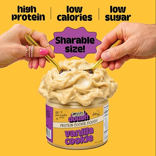 Image of Twisted Dough Protein Cookie Dough, Vanilla Cookie Flavor, 2 Pack, 100g Protein, Healthy Snacks, Gluten Free Edible Cookie Snack, High Protein Low Carb & Low Sugar Dessert for Kids & Adults, Keto Friendly