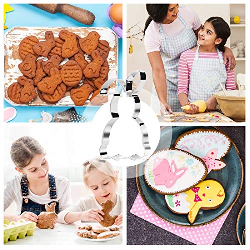 Formine Biscotti Pasqua Grandi, Stampi per Biscotti Pasquali, Stampo Tagliabiscotti Pasquale, 4pcs Forme Cookie Cutter Pasquale Inox, Coniglio, Uovo, Pulcino