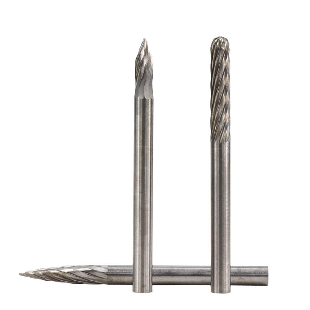 10 stücke Wolframkarbid Rotary File Set 3x3mm einzelner Schnitt Doppelschnitt Rotary Burr Set für Rotary Zubehör Set-10 stücke l doppelt schnitt