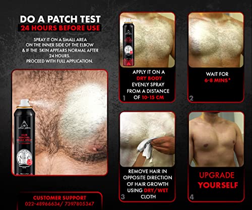 Image of UrbanGabru Casanova Hair Removal Cream Spray for Men (200 ML) | Painless Body Hair remove in Just 3-5 Min for Hands, Legs, Chest, Back & Under Arms | Natural & Safe
