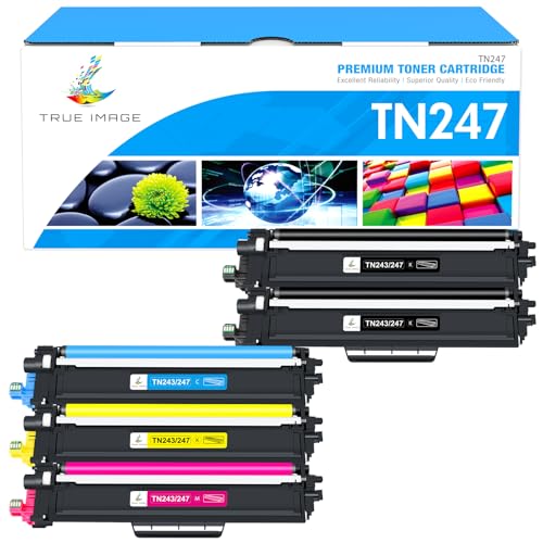 TRUE IMAGE TN-243CMYK Toner Compatible for Brother TN243CMYK TN247 TN-243 DCP-L3550CDW DCP-L3510CDW HL-L3210CW MFC-L3750CDW HL-L3230CDW MFC-L3710CW TN-247BK TN-247C TN-247Y TN-247M 5-Pack