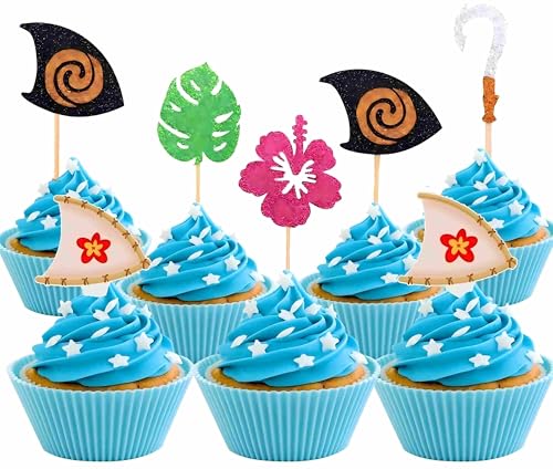 JeVenis 30 Stück Moana Inspiriert Cupcake Toppers Moana Cupcake Toppers Geburtstag Party Dekoration