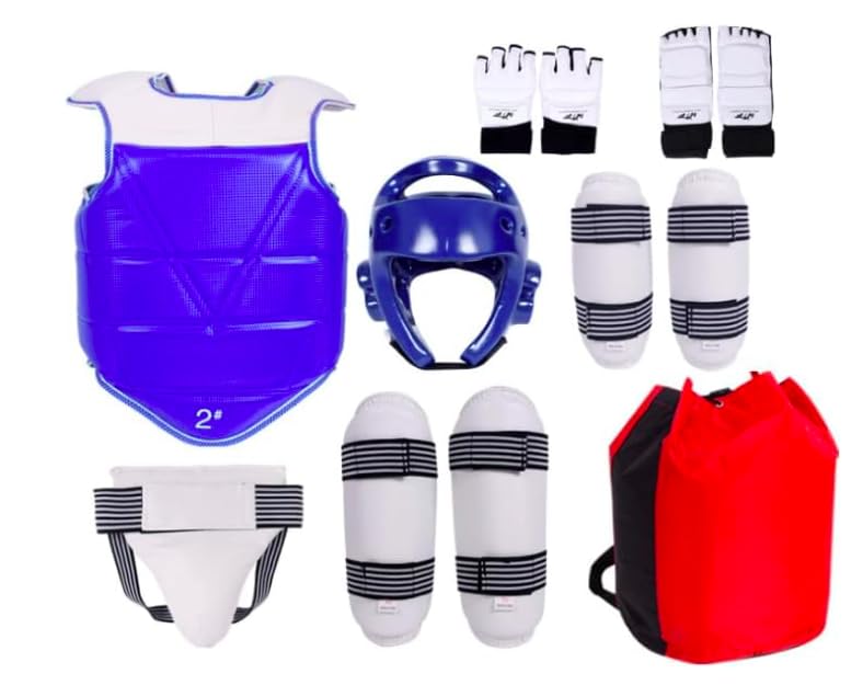 Set Protezioni Taekwondo Completo - 9 Pezzi Per Testa, Torace, Gambe E Inguine, Per Allenamento E Sparring - Foto 2