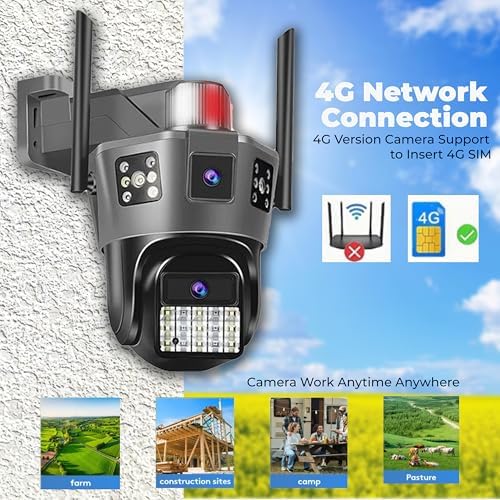 Image of WC16K 3MP HD Dual Lens 4G CCTV Camera for Home Outdoor | Color Night Vision | 355 PTZ | AI Motion Tracking | Two-Way Audio | Waterproof | Phone Push Alarm | Built-in Siren