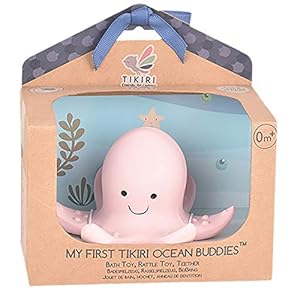 Tikiri 8597511- Rammelaar van natuurlijk rubber in geschenkdoos, octopus, badspeelgoed, voor baby’s en kinderen vanaf 0…